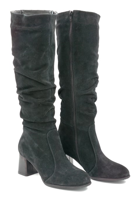 Cizme dama din piele naturala intoarsa negru cu varf rotund si toc de 6 cm 78321-25 [3]