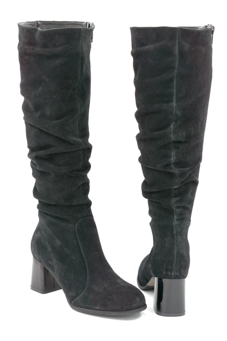 Cizme dama din piele naturala intoarsa negru cu varf rotund si toc de 6 cm 78321-25 [5]