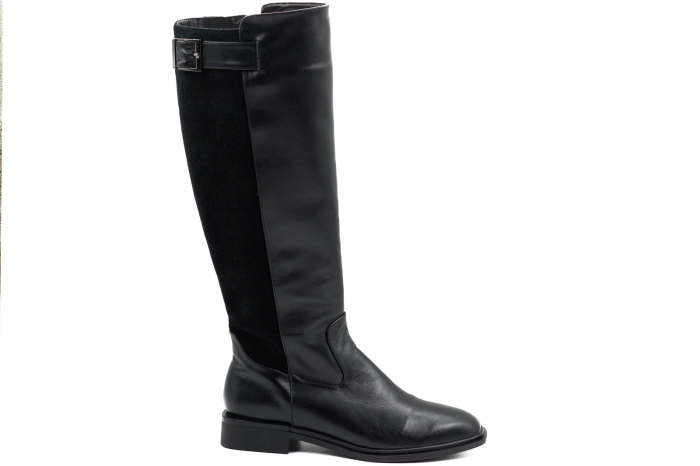 Cizme dama din piele naturala neagra cu varf patrat si toc mic gros de 3 cm 76121-26 [6]