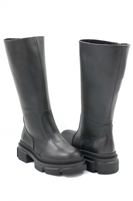 Cizme dama casual scurte din piele naturala neagra cu varf rotund si talpa 3 cm 77921-3-23 [4]