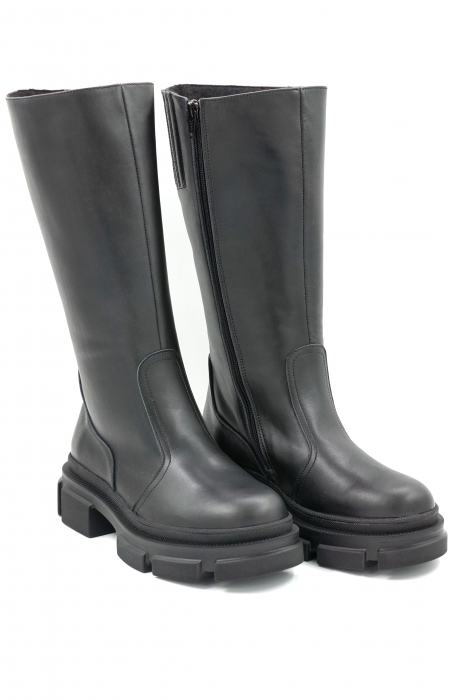 Cizme dama casual scurte din piele naturala neagra cu varf rotund si talpa 3 cm 77921-3-23 [3]