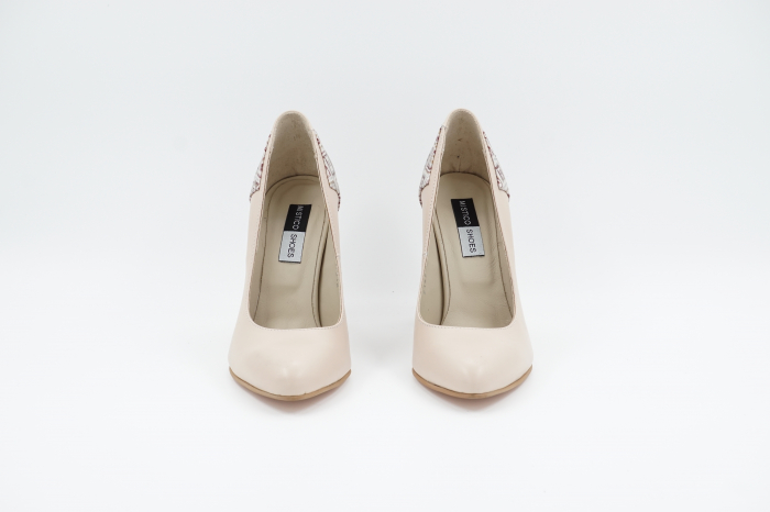 Pantofi dama din piele naturala nude cu varf ascutit si toc inalt gros imbracat 9 cm 53018-22 [4]