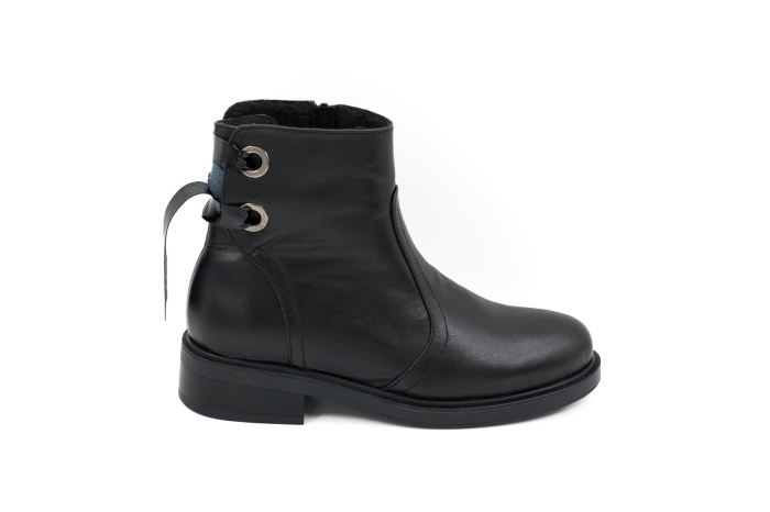 Ghete dama din piele naturala neagra cu varf rotund si talpa de 3 cm 71120-26 [6]