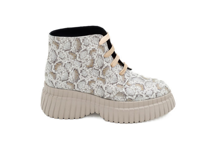Ghete dama casual din piele naturala cu imprimeu cu varf rotund si talpa 4 cm 72821-2-26 [6]