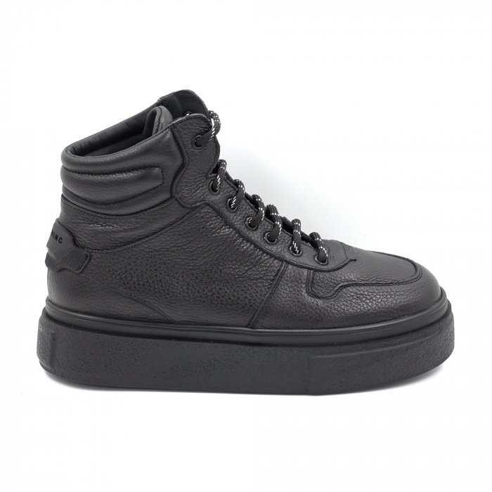 Ghete dama casual sport din piele naturala bizonata neagra cu varf rotund si talpa 3 cm 71124-24 [1]