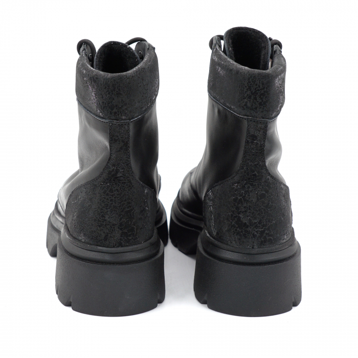 Ghete dama casual din piele naturala neagra si cu imprimeu negru 3D cu varf rotund si talpa 3 cm 71321-1-24 [5]