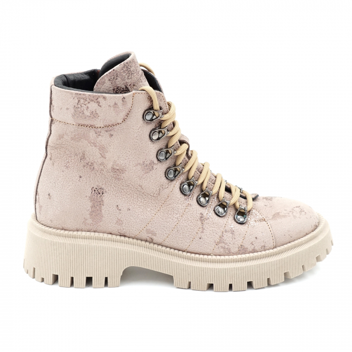 Ghete dama casual din piele naturala roze inchis cu imprimeu cu varf rotund si talpa 3 cm 75021-23 [1]
