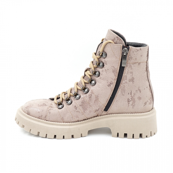 Ghete dama casual din piele naturala roze inchis cu imprimeu cu varf rotund si talpa 3 cm 75021-23 [3]
