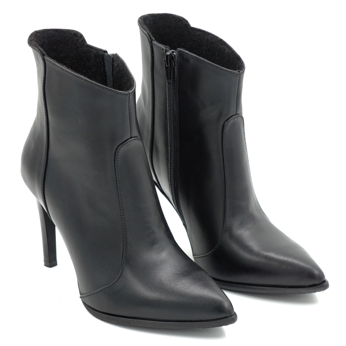 Ghete dama din piele naturala cu varf ascutit si toc stileto de 9 cm 78918-25 [3]