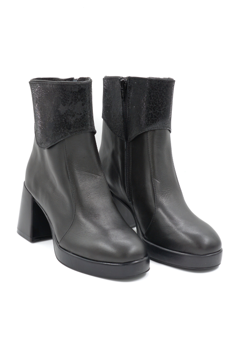 Ghete dama din piele naturala neagra cu varf rotund, platforma 2 cm si toc mic gros de 6 cm 79219-1-24 [3]