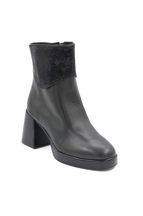 Ghete dama din piele naturala neagra cu varf rotund, platforma 2 cm si toc mic gros de 6 cm 79219-1-24 [2]