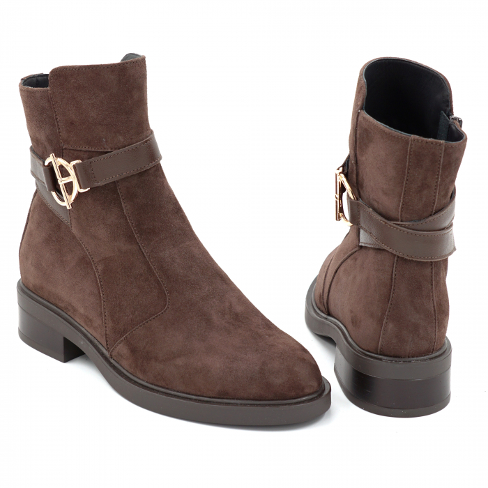 Ghete dama din piele naturala intoarsa maro cu varf rotund si talpa de 3 cm 71225-1-25 [5]