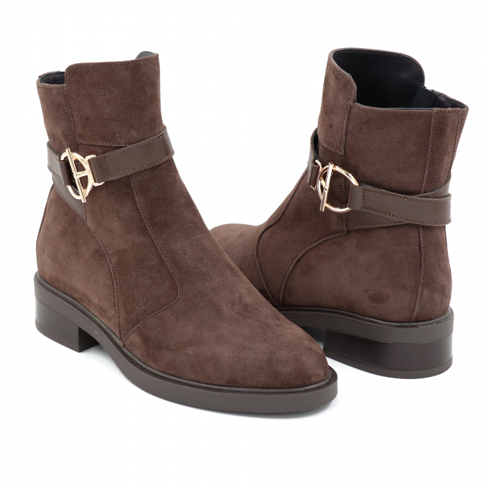 Ghete dama din piele naturala intoarsa maro cu varf rotund si talpa de 3 cm 71225-1-25 [4]