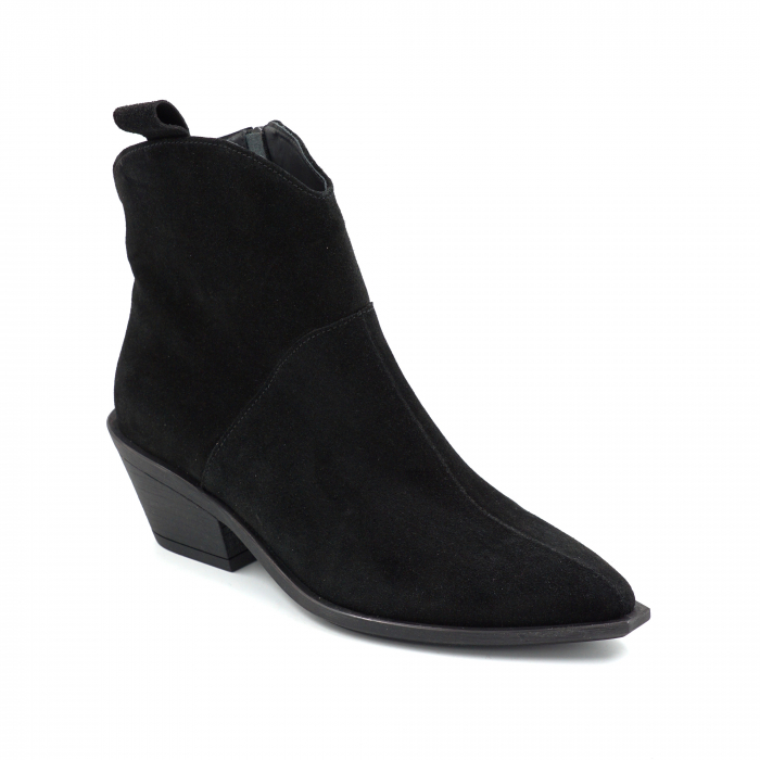 Ghete dama tip ciocate din piele naturala intoarsa neagra cu varf ascutit si toc de 4 cm 70321-25 [2]