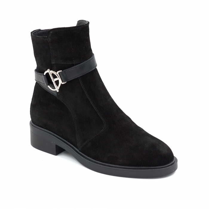 Ghete dama din piele naturala intoarsa neagra cu varf rotund si talpa de 3 cm 71225-25 [2]