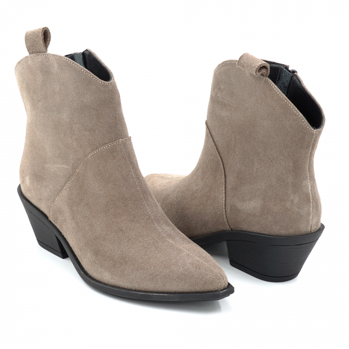 Ghete dama tip ciocate din piele naturala intoarsa grej cu varf ascutit si toc de 4 cm 70321-2-25 [4]