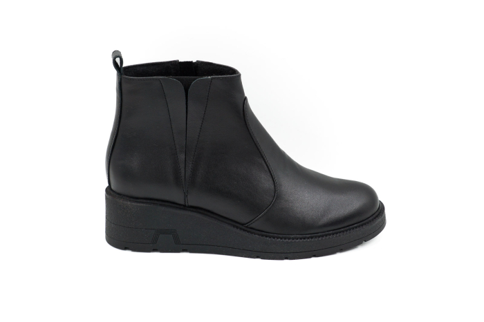 Ghete dama din piele naturala neagra cu varf rotund si talpa de 3 cm 73017-26 [6]