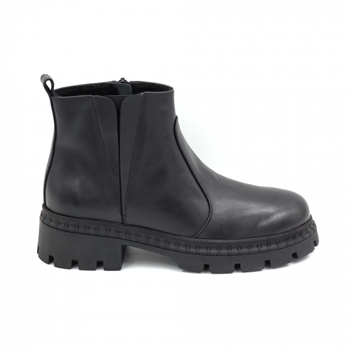 Ghete dama din piele naturala neagra cu varf rotund si talpa de 3 cm 73017-3-25 [1]