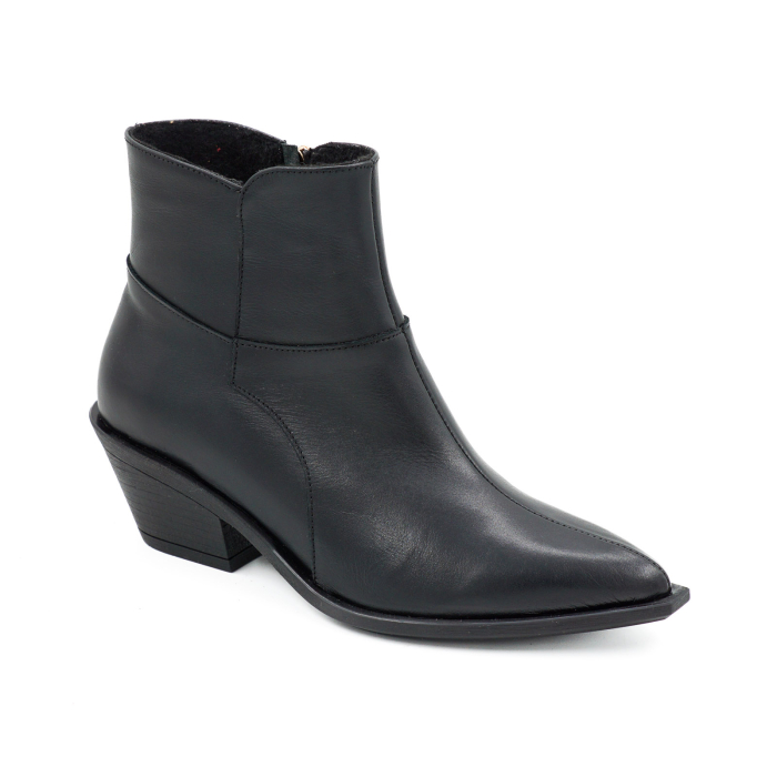 Ghete dama tip ciocate din piele naturala neagra cu varf ascutit si toc de 4 cm 71725-4-26 [2]