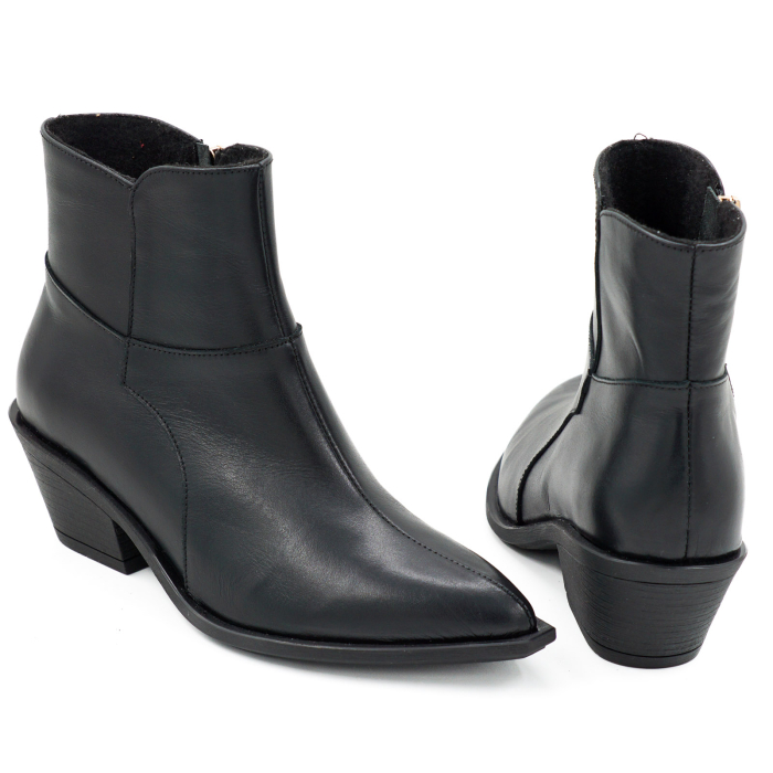 Ghete dama tip ciocate din piele naturala neagra cu varf ascutit si toc de 4 cm 71725-4-26 [5]