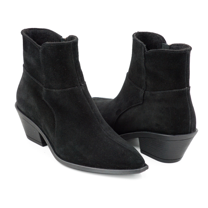 Ghete dama tip ciocate din piele naturala intoarsa neagra cu varf ascutit si toc de 4 cm 71725-2-26 [4]