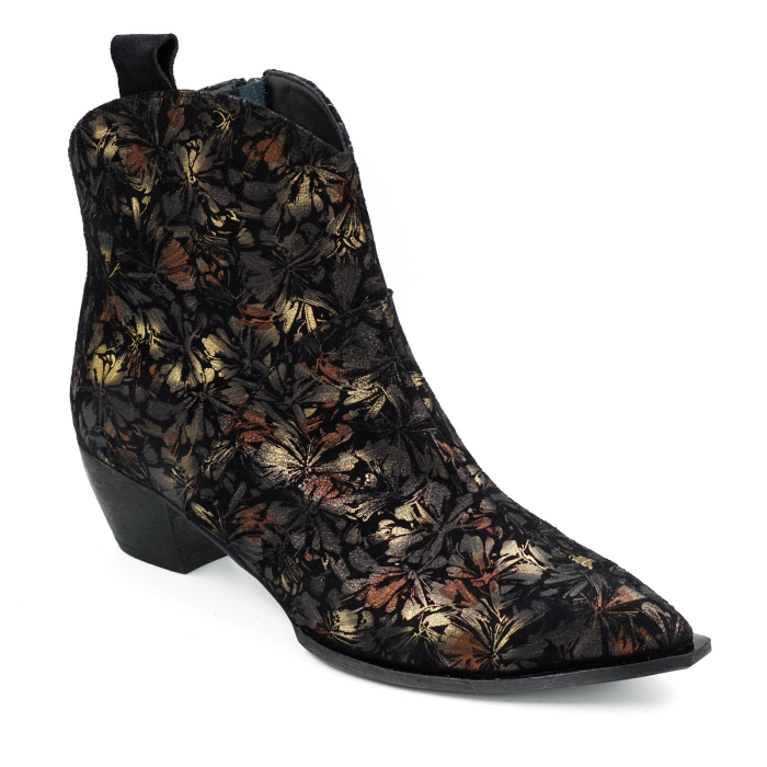 Ghete dama tip ciocate din piele naturala neagra cu imprimeu cu varf ascutit si toc de 4 cm 70321-1-26 [2]