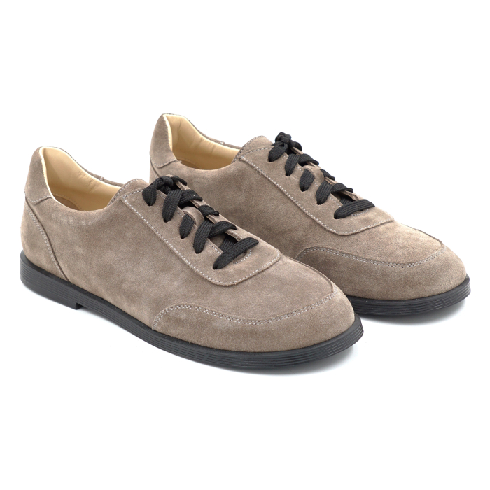 Pantofi dama barefoot tip adidas din piele naturala intoarsa grej cu varf rotund si talpa de 1 cm 55625-1-25 [3]