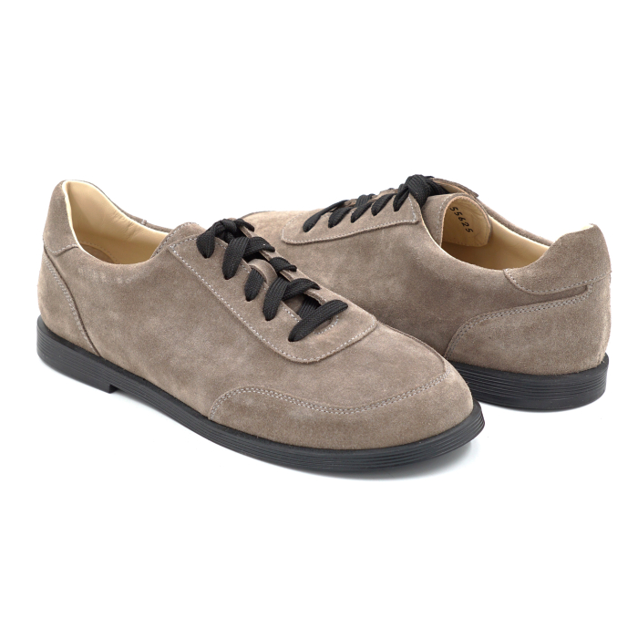 Pantofi dama barefoot tip adidas din piele naturala intoarsa grej cu varf rotund si talpa de 1 cm 55625-1-25 [4]