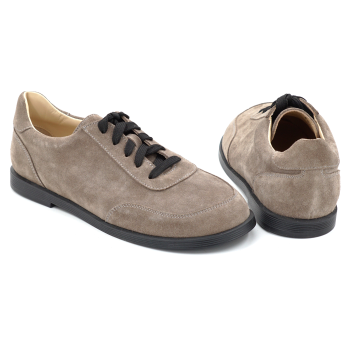 Pantofi dama barefoot tip adidas din piele naturala intoarsa grej cu varf rotund si talpa de 1 cm 55625-1-25 [5]