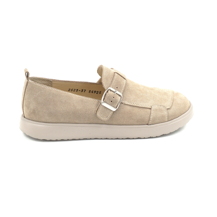 Pantofi dama barefoot tip loafers din piele naturala intoarsa bej cappucino cu varf rotund si talpa de 2 cm 54925-1-25 [1]