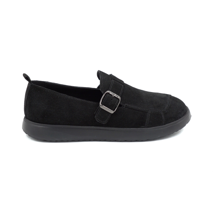 Pantofi dama barefoot tip loafers din piele naturala intoarsa neagra cu varf rotund si talpa de 2 cm 54925-25 [1]