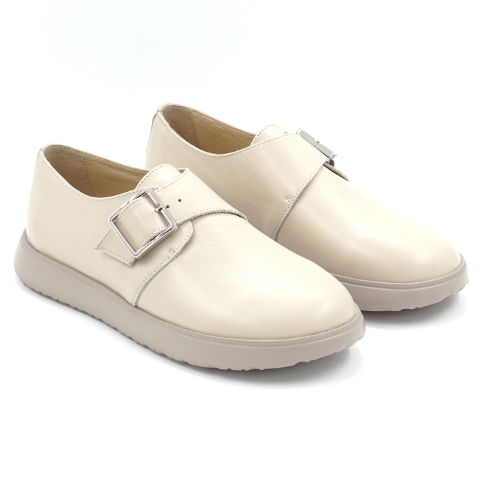 Pantofi dama tip barefoot din piele naturala nude bej cu varf rotund si talpa de 2 cm 55425-4-25 [2]