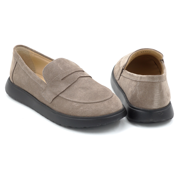 Pantofi dama tip barefoot din piele naturala intoarsa grej cu varf rotund si talpa de 2 cm 55525-1-25 [5]