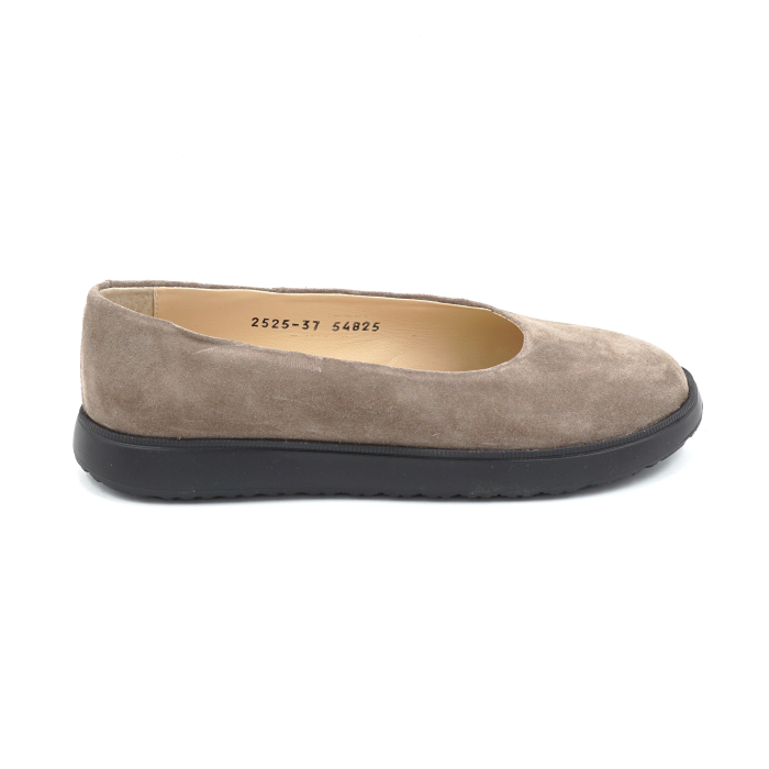 Pantofi dama barefoot tip balerini din piele naturala intoarsa grej cu varf rotund si talpa de 2 cm 55825-1-25 [1]