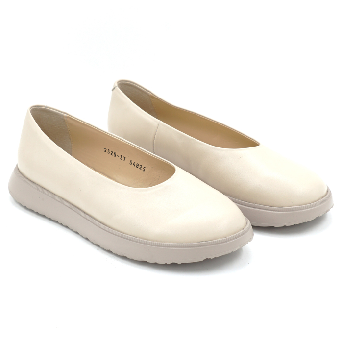 Pantofi dama barefoot tip balerini din piele naturala nude bej cu varf rotund si talpa de 2 cm 55825-2-25 [3]