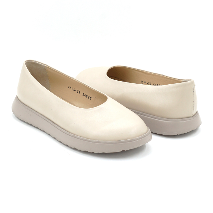 Pantofi dama barefoot tip balerini din piele naturala nude bej cu varf rotund si talpa de 2 cm 55825-2-25 [4]