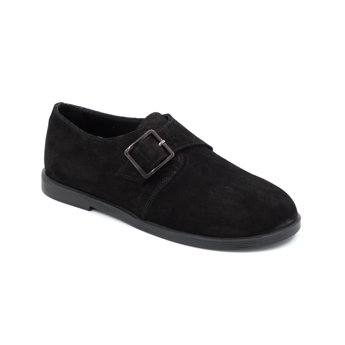 Pantofi dama tip barefoot din piele naturala intoarsa neagra cu varf rotund si talpa 1 cm 55425-25 [2]