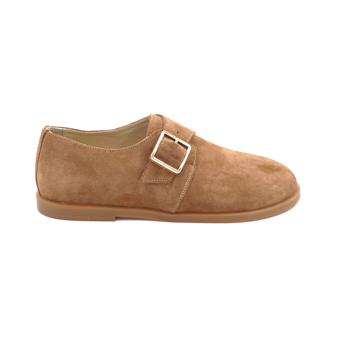 Pantofi dama tip barefoot din piele naturala intoarsa maro camel cu varf rotund si talpa de 1 cm 55424-1-25 [1]
