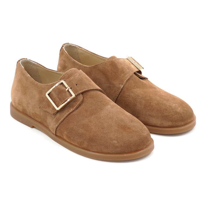 Pantofi dama tip barefoot din piele naturala intoarsa maro camel cu varf rotund si talpa de 1 cm 55424-1-25 [3]