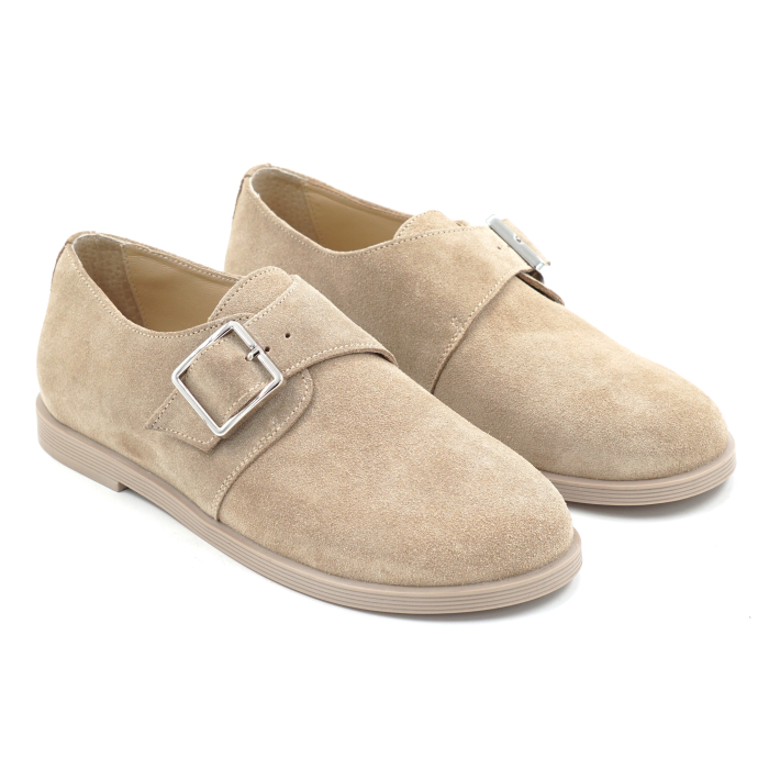 Pantofi dama tip barefoot din piele naturala intoarsa bej cappucino cu varf rotund si talpa de 1 cm 55424-3-25 [3]