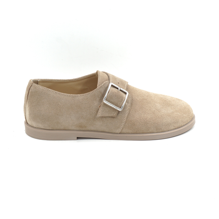 Pantofi dama tip barefoot din piele naturala intoarsa bej cappucino cu varf rotund si talpa de 1 cm 55424-3-25 [1]