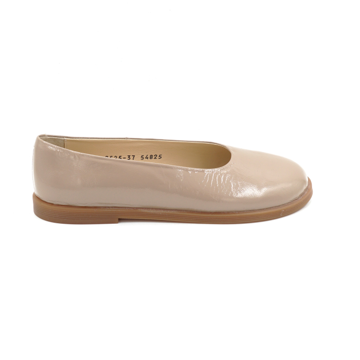 Pantofi dama barefoot tip balerini din piele naturala lacuita bej cappucino cu varf rotund si talpa de 1 cm 55825-25 [1]