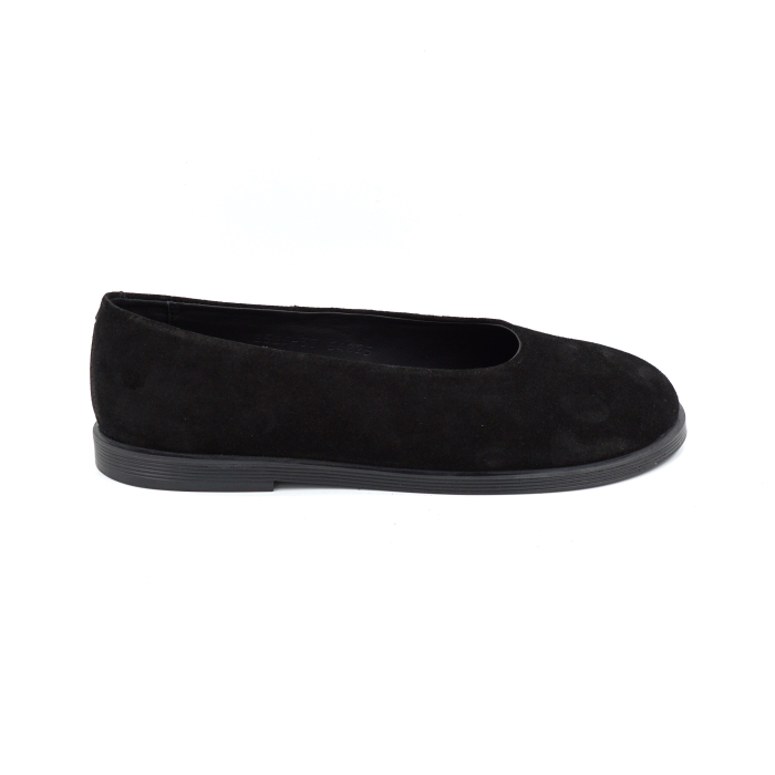 Pantofi dama barefoot tip balerini din piele naturala intoarsa neagra cu varf rotund si talpa de 1 cm 55825-3-25 [1]