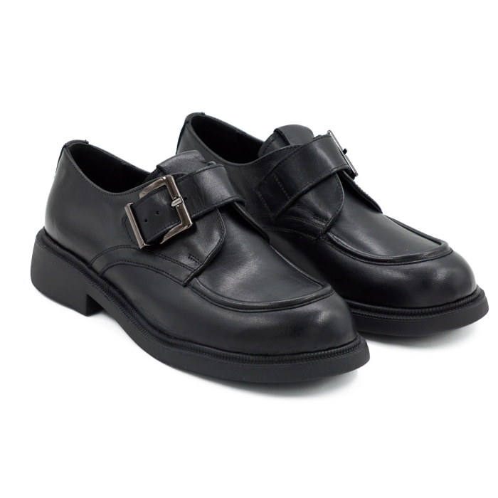Pantofi dama casual din piele naturala box negru varf rotund si talpa de 3 cm 50626-4-26 [4]