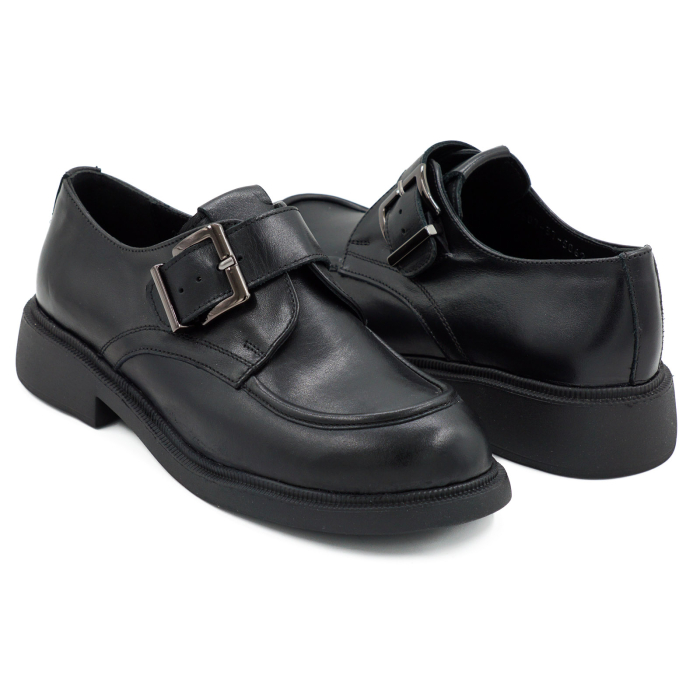 Pantofi dama casual din piele naturala box negru varf rotund si talpa de 3 cm 50626-4-26 [5]