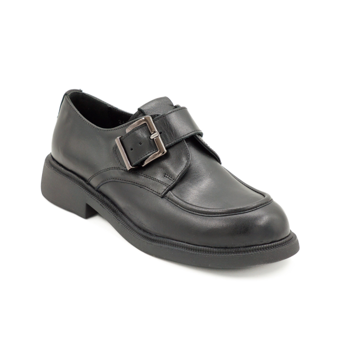 Pantofi dama casual din piele naturala box negru varf rotund si talpa de 3 cm 50626-4-26 [2]