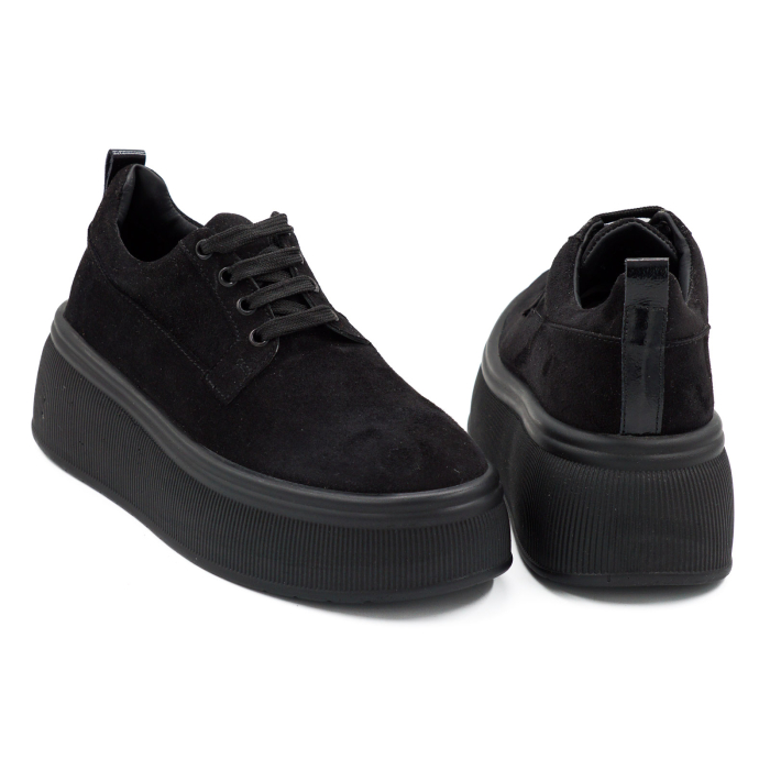 Pantofi dama casual loafers din piele naturala intoarsa neagra, cu varf rotund si talpa 3 cm 50321-1-26 [5]