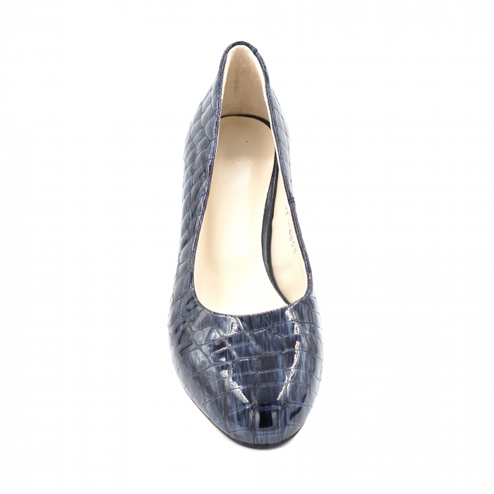 Pantofi dama din piele naturala lacuita croco bleumaren cu varf rotund si toc mic gros 4 cm 4053-1-24 [5]