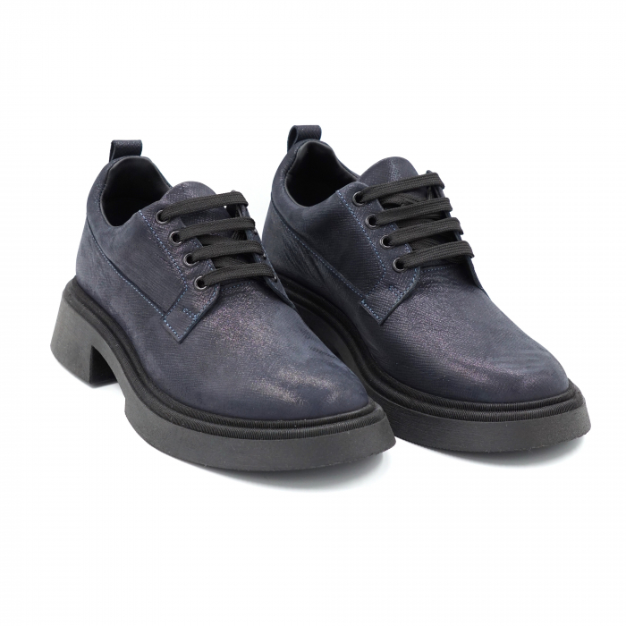Pantofi dama casual din piele naturala bleumaren sidef cu vraf rotund si talpa 3 cm 50321-24 [3]
