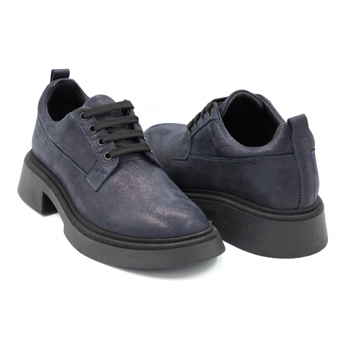 Pantofi dama casual din piele naturala bleumaren sidef cu vraf rotund si talpa 3 cm 50321-24 [4]